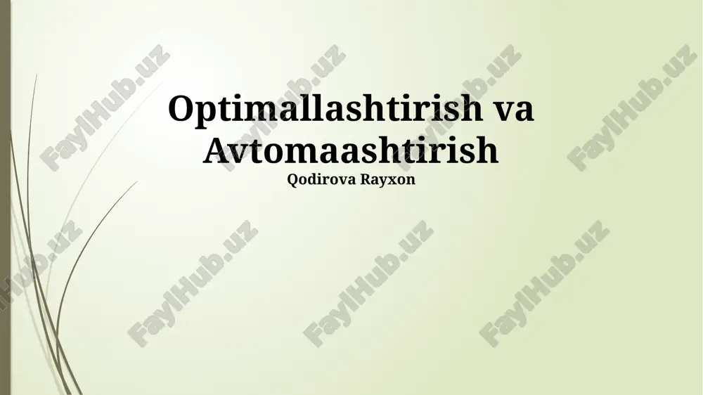 optimallashtirish va avtomaashtirish — PPTX