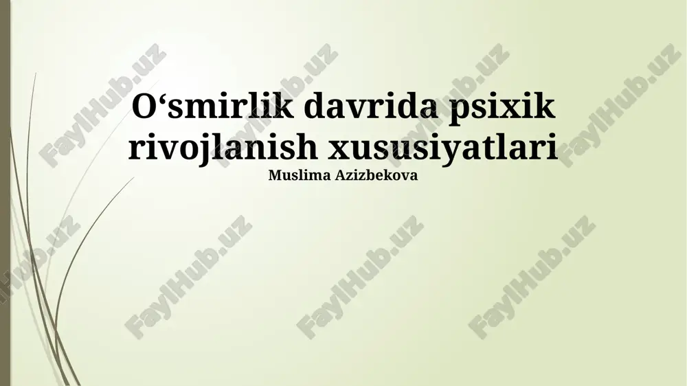 o'smirlarga psixologik yordam ko'rsatish — PPTX