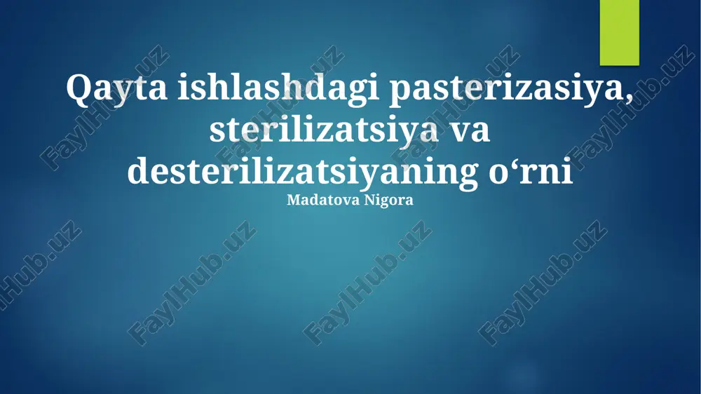plazma sterillashtirish usuli — PPTX