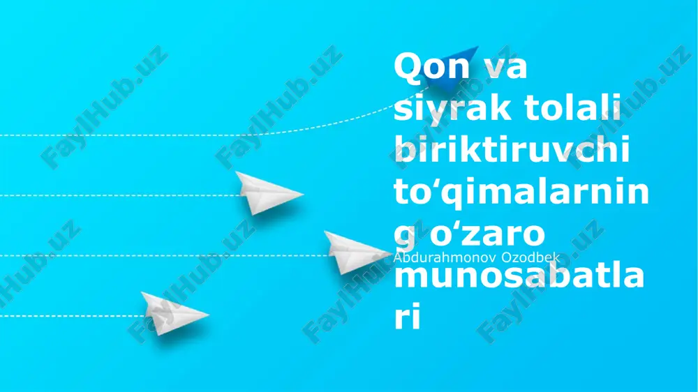 qon va siyrak tolali biriktiruvchi to'qimalarning o'zaro munosabatlari — PPTX