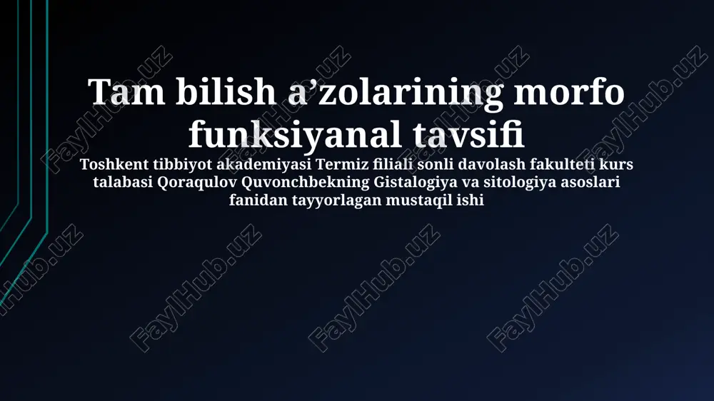 tam bilish aʼzolarining morfo funksiyanal tavsifi — PPTX