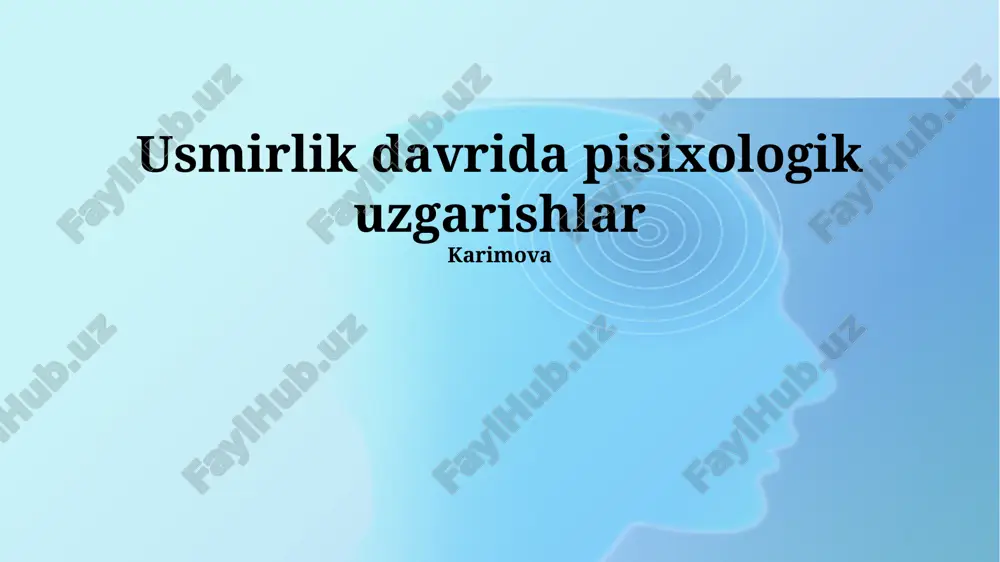 usmirlik davrida psixologik uzgarishlar — PPTX