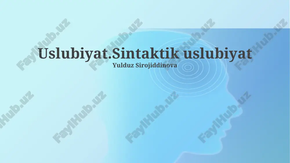 uslubiyat.sintaktik uslubiyat — PPTX