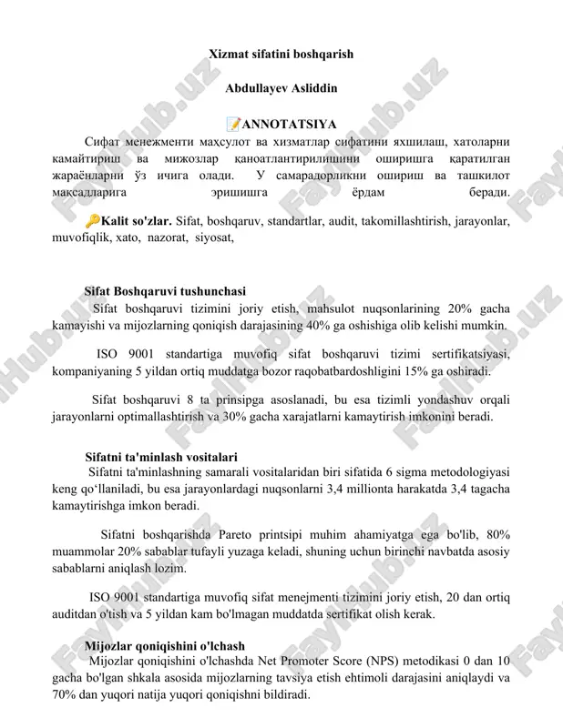 sifat boshqarish — DOCX