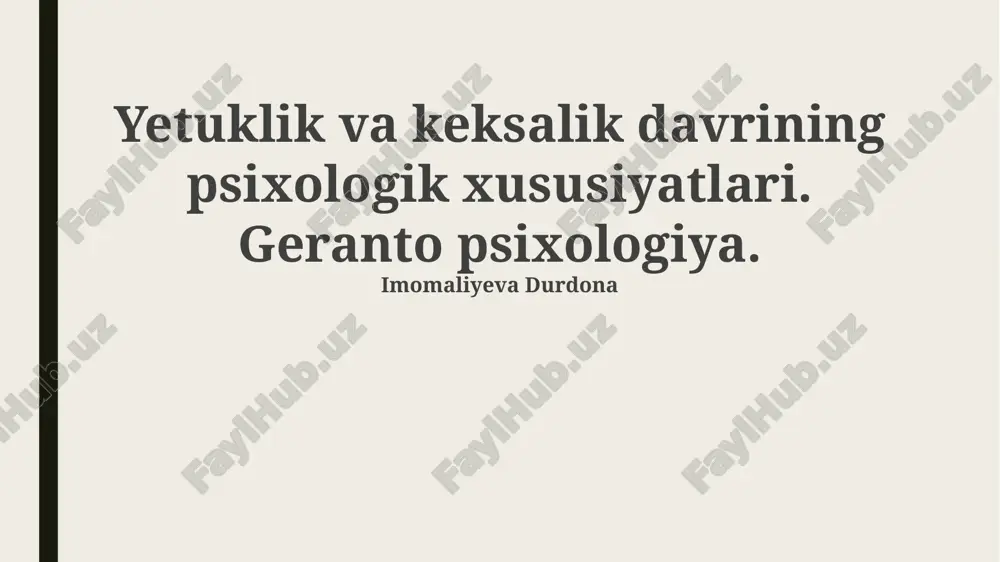 depressiya va qarish — PPTX
