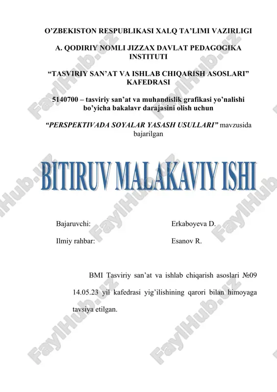"perspektivada soyalar yasash usullari" — DOC