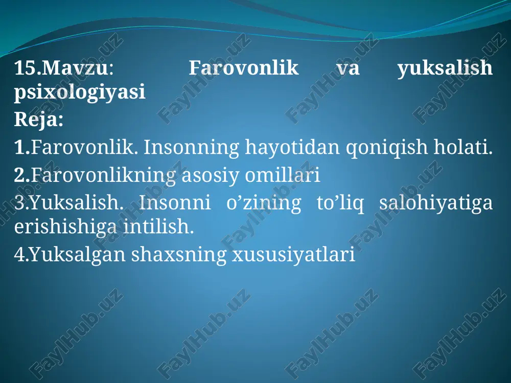 farovonlik va yuksalish psixologiyasi — PPTX