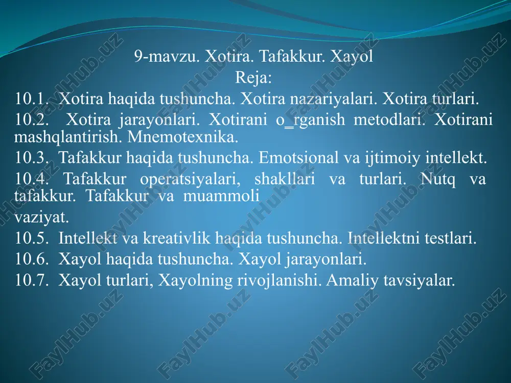 xotira, tafakkur, xayol — PPTX