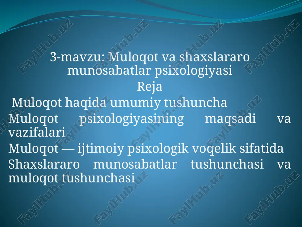 muloqot va shaxslararo munosabatlar psixologiyasi — PPTX