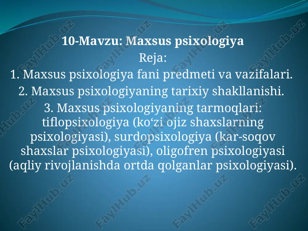 maxsus psixologiya — PPTX