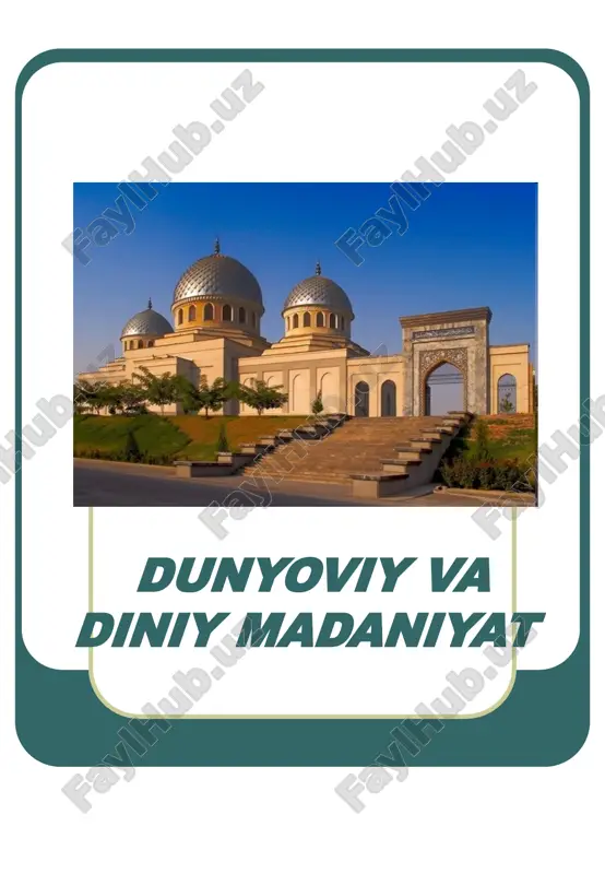 dunyoviy va diniy madaniyat — PPT