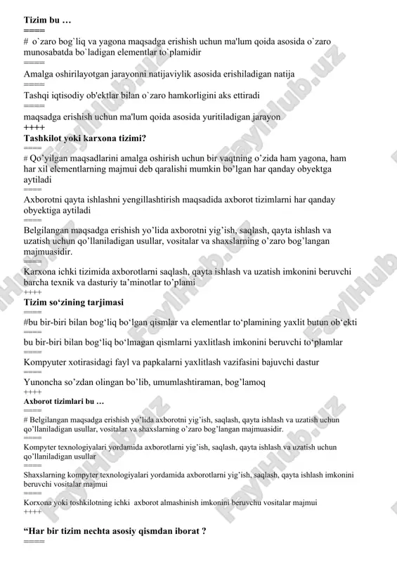 tashkilot yoki karxona tizimi? — DOCX
