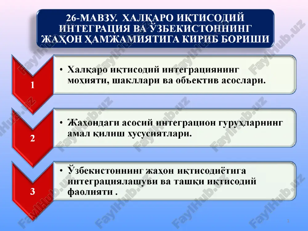 xalqaro iqtisodiy integratsiya — PPT