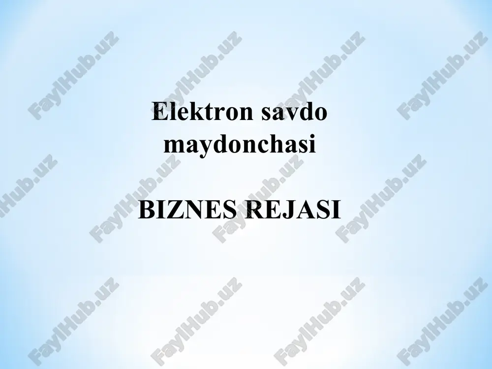 elektron savdo maydonchasi — PPT
