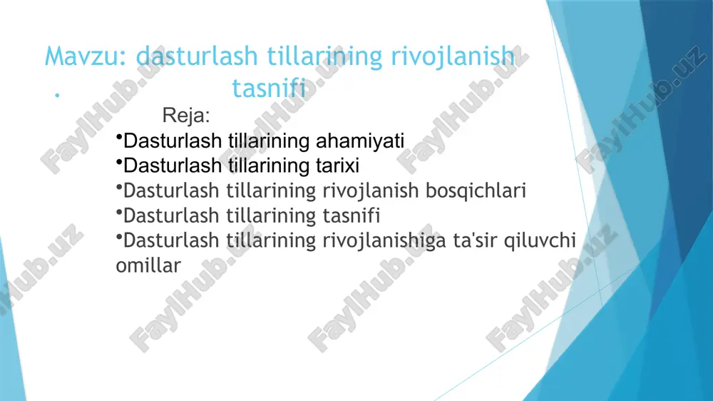 dasturlashtillarining rivojlanishi — PPTX