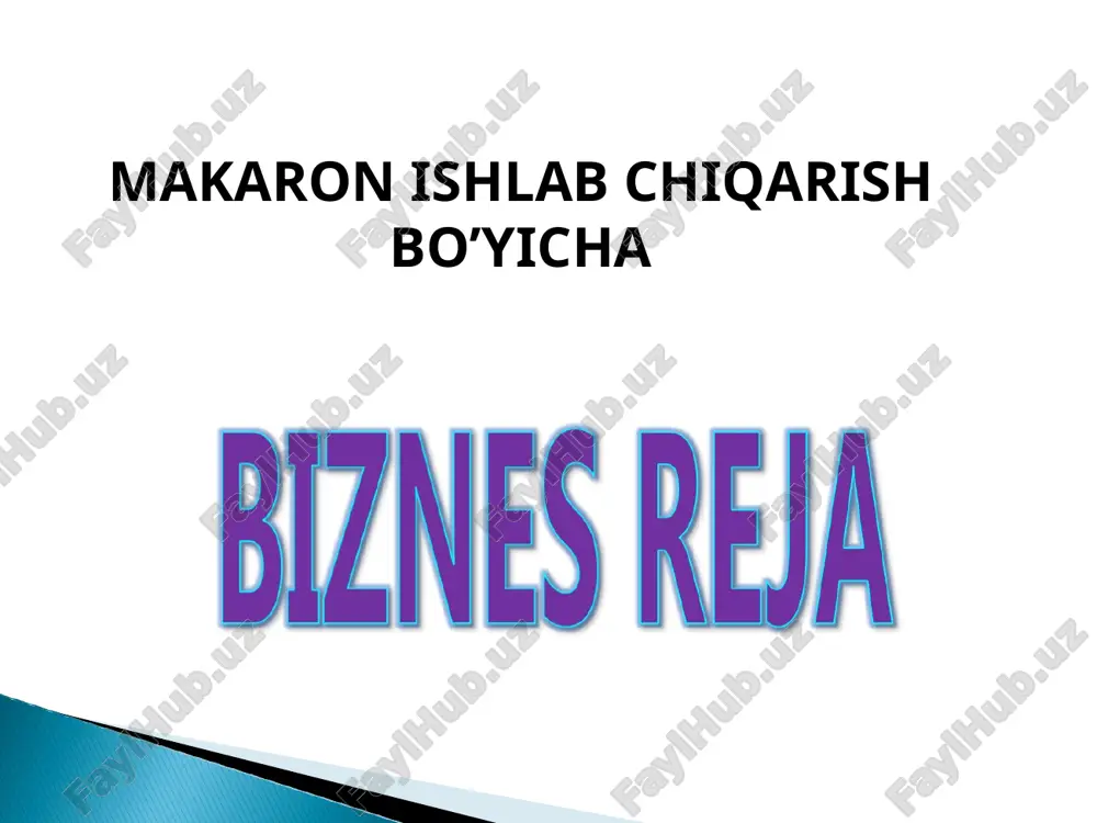 makaron ishlab chiqarish bo’yicha — PPT