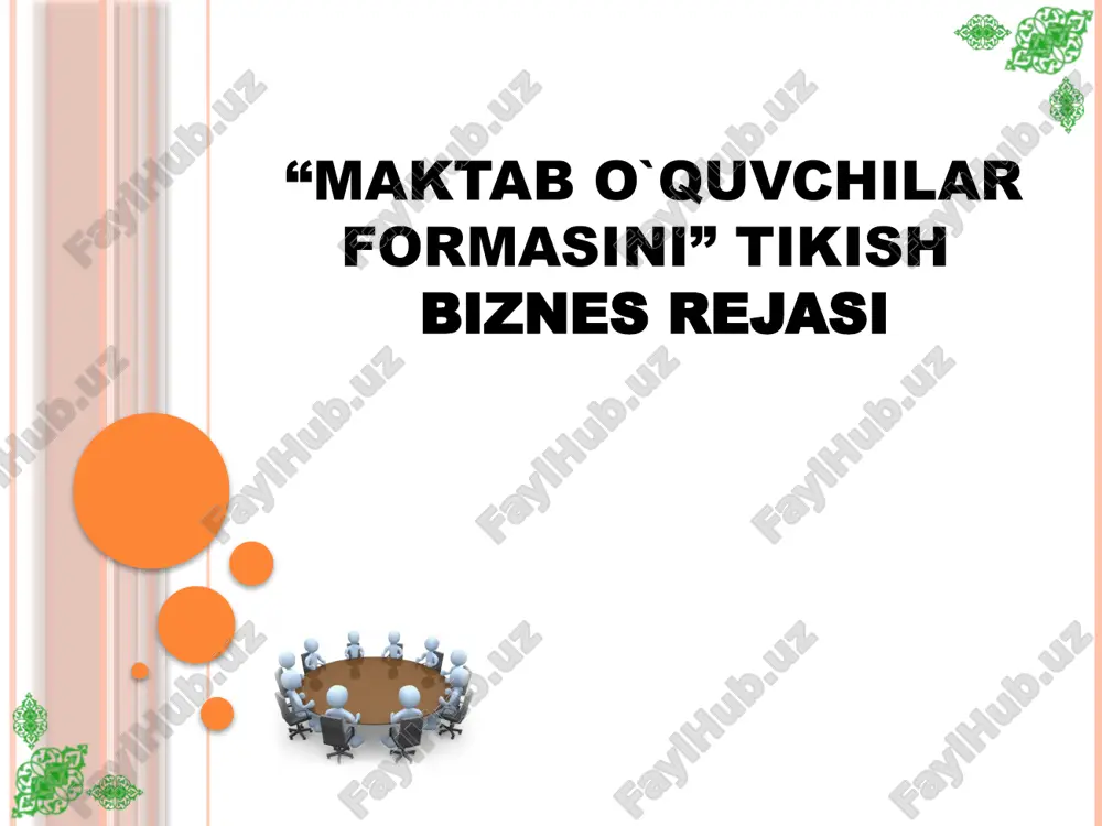 maktab o`quvchilar formasini tikish biznesrejasi — PPTX