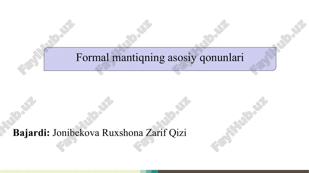 formal mantiqning asosiy qonunlari slayd — PPTX
