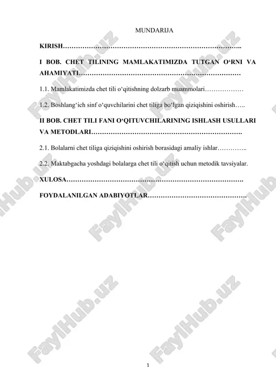 chet tili fani o‘qituvchilarining ishlash usullari va metodlari — DOCX