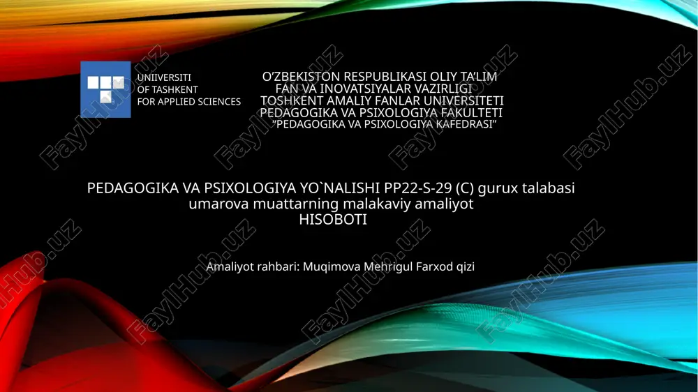 pedagogika va psixologiya yo`nalishi pp22-s-29 (c)gurux — PPTX