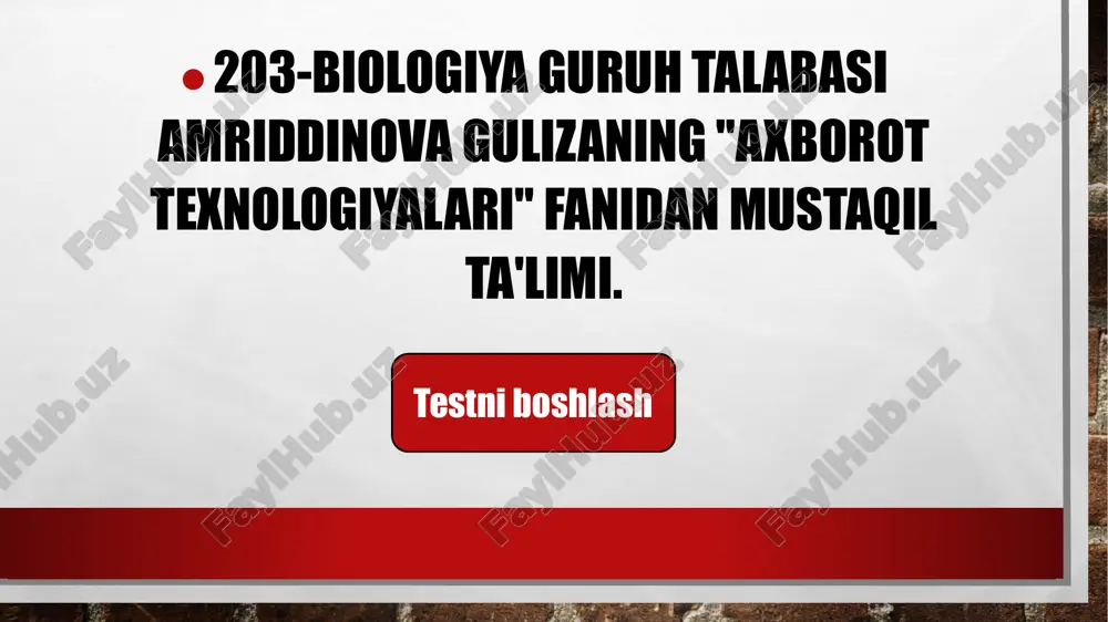biologiya testi — PPTX