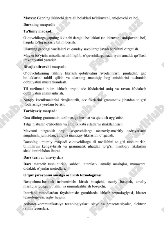 gapning ikkinchi darajali bolaklari — DOCX