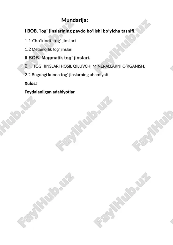 geologiya va gidrogeologiya asoslari — DOCX