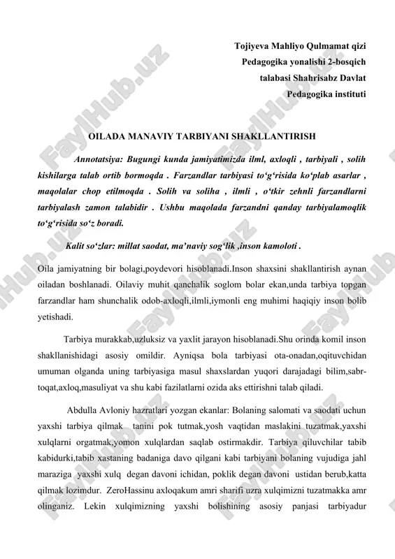 mahliyo qulmamat qizi — DOC