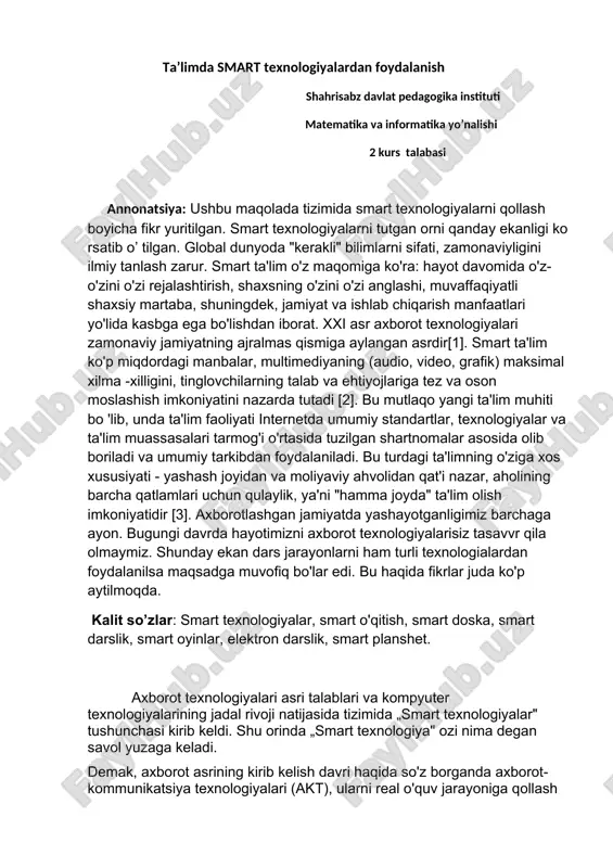 smart ta'lim texnologiyalari — DOCX
