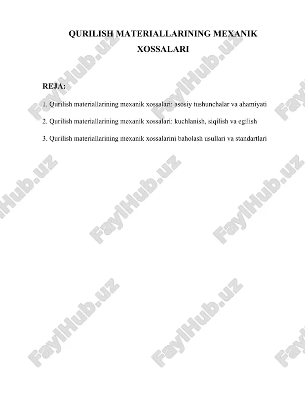 qurilish materiallarining mexanik xossalari — DOCX