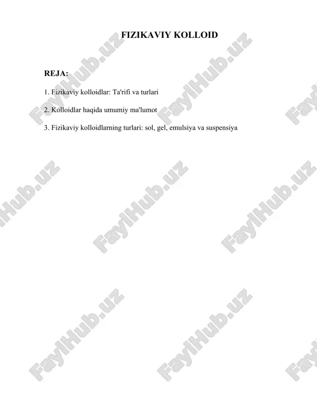 fizikaviy kolloid — DOCX