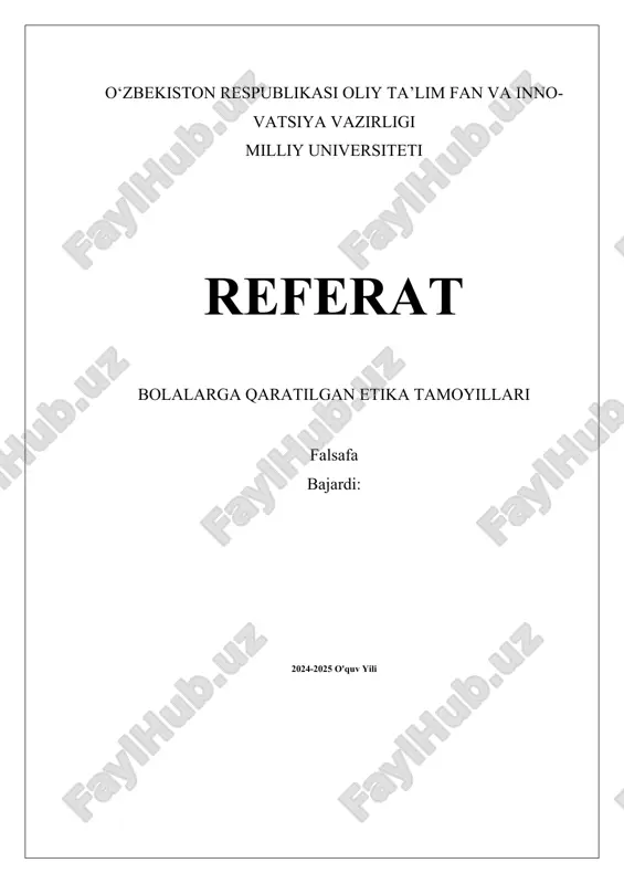 bolalarga qaratilgan etika tamoyillari — DOCX
