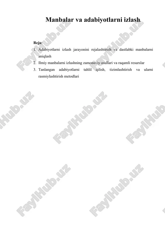 manbalar va adabiyotlarni izlash — DOCX