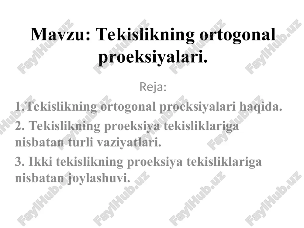 tekislikning ortogonal proeksiyalari — PPT