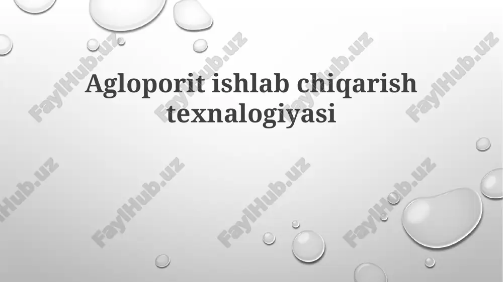 agloporit ishlab chiqarish texnalogiyasi — PPTX