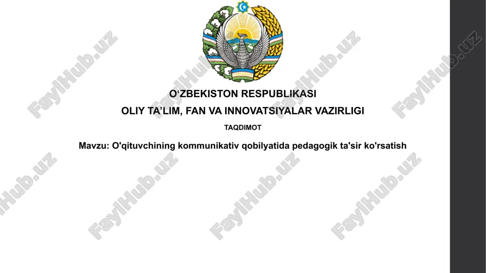 o'qituvchining kommunikativ qobiliyatlarga ta'siri: nazariy asoslar — PPTX