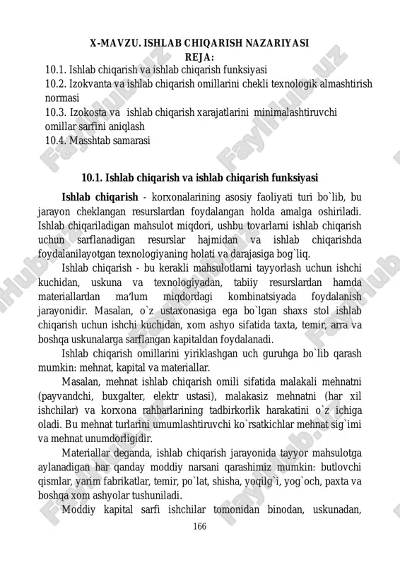 ishlab chiqarish nazariyasi — PDF