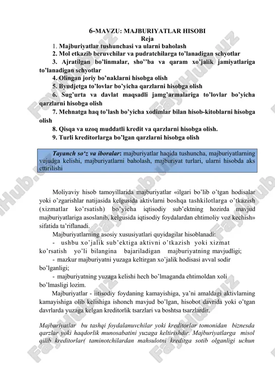 majburiyatlar hisobi — DOCX