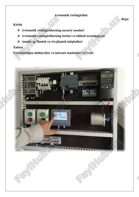 avtomatik rostlagichlar — DOCX