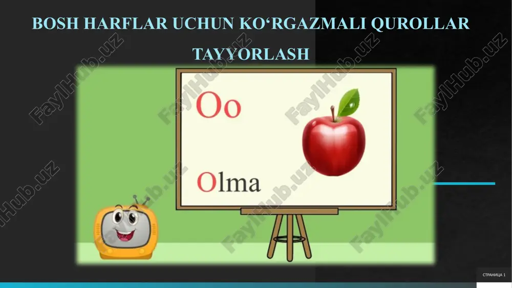 bosh harflar uchun ko‘rgazmali qurollar tayyorlash — PPTX