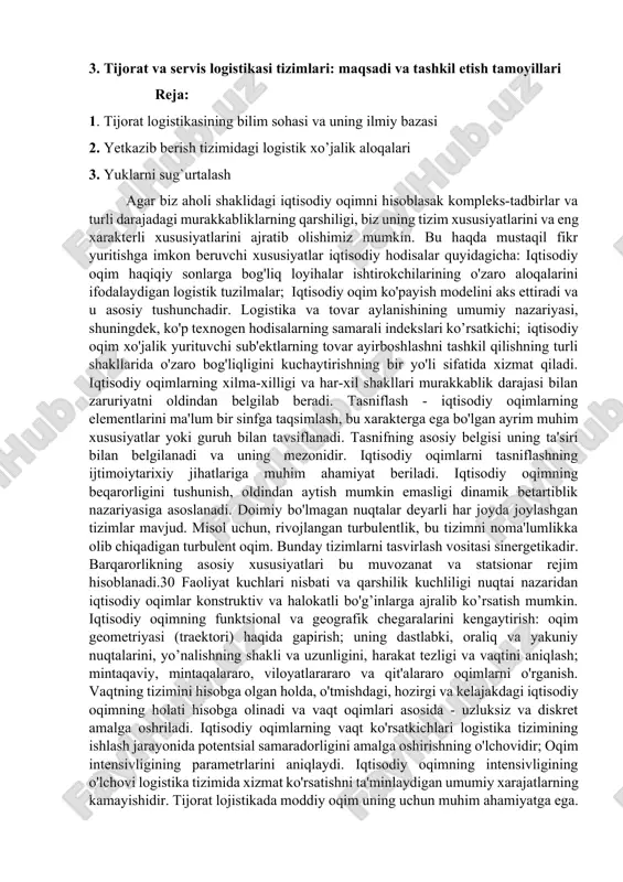tijorat va servis logistikasi tizimlari — DOCX
