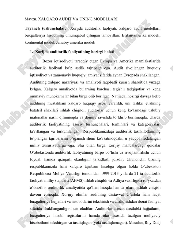 xalqaro audit va uning modellari — DOCX