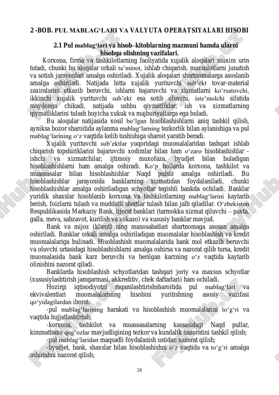pul mablag„lari va valyuta operatsiyalari hisobi — PDF
