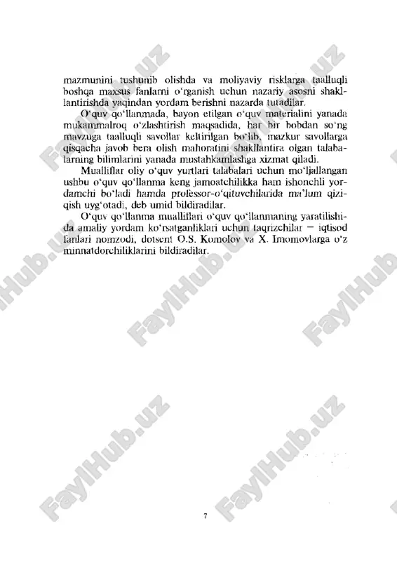 moliyaviy risklar va shqarishning zaruriyati — PDF