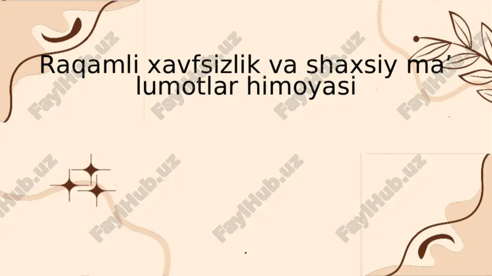 ragamli xavfsizlik va shaxsiy ma'lumotlar himoyasi — PDF