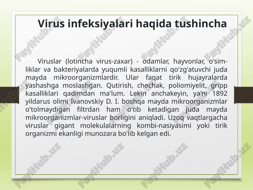 virus infeksiyalari haqida tushincha — PPTX
