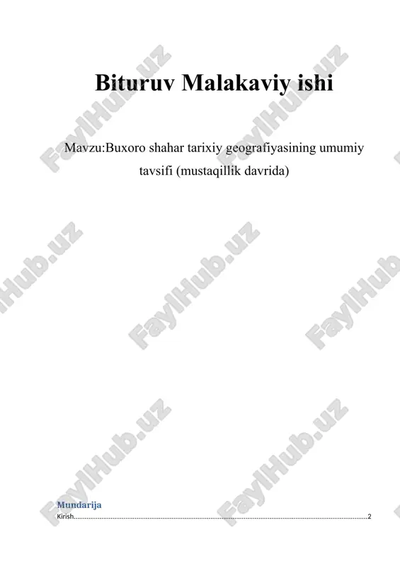 buxoro shahar tarixiy geografiyasining umumiy tavsifi (mustaqillik davrida) — DOCX