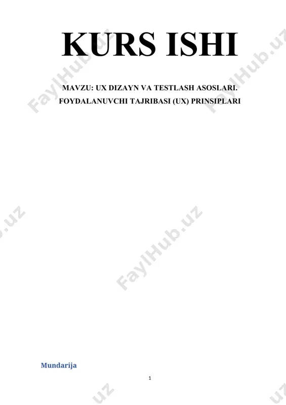 ux dizayn va testlash asoslari. foydalanuvchi tajribasi (ux) prinsiplari — DOCX