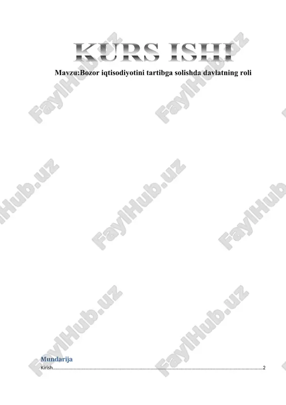bozor iqtisodiyotini tartibga solishda davlatning roli — DOCX
