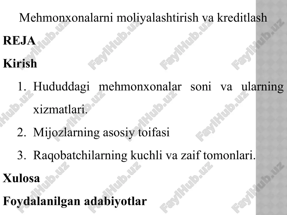 mehmonxonalarnimoliyalashtirishvakreditlash — PPTX